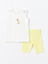 LC Waikiki Crew Neck Baby Girl Blouse and Shorts Set